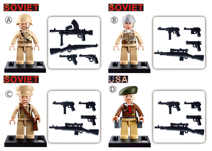 Sluban WWII Mini Figures in Bag - Socom Tactical Airsoft - -  Airsoft