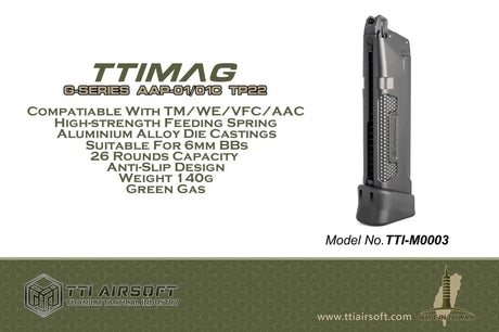 TTI Lightweight Aluminium G Series Magazine For TM/WE/VFC - Socom Tactical Airsoft Fleet - - TTI Airsoft