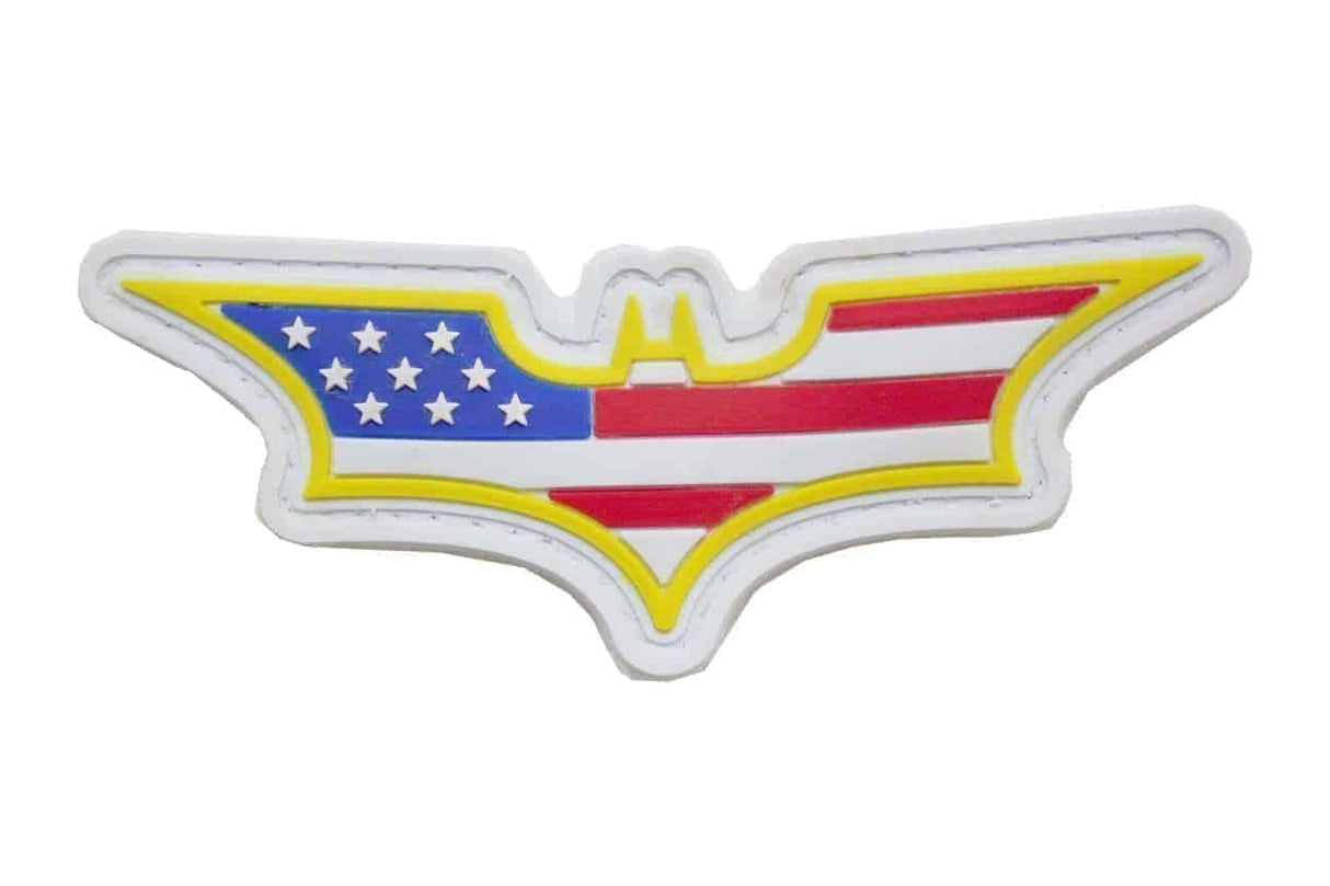 Batman Stars and Stripes (White) Morale Patch - Socom Tactical Airsoft - - Socom Tactical Airsoft Airsoft