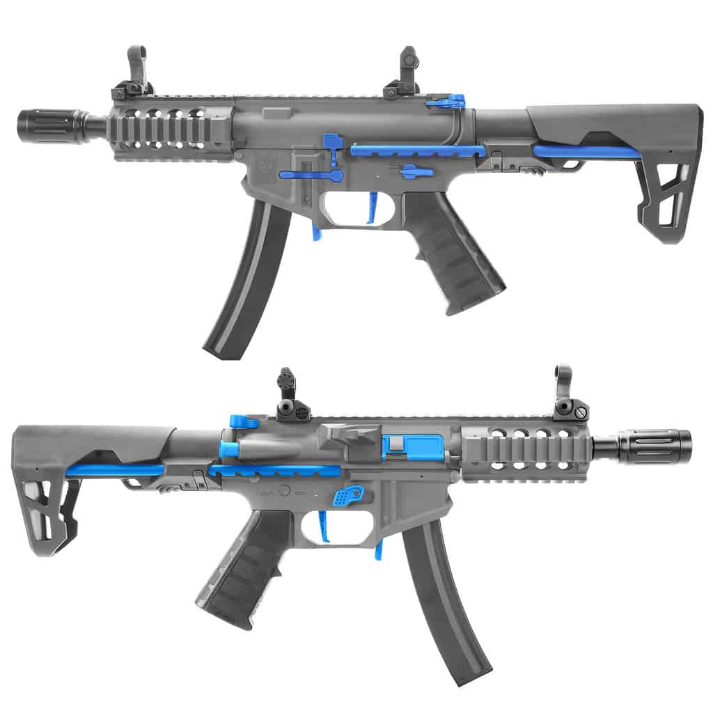 King Arms PDW 9mm SBR Shorty - Grey & Blue (Limited Edition)-King Arms Airsoft-Socom Tactical Airsoft