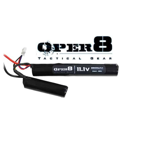 Oper8 11.1v LI-Ion 2500MAH Nunchuck Battery - Socom Tactical Airsoft Fleet - - Oper8 Power Airsoft