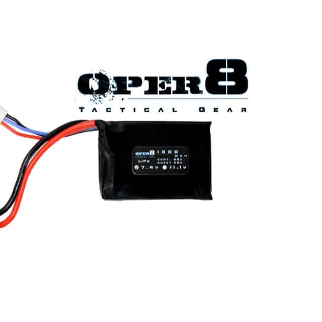 Oper8 7.4v LiPo 1300MAH Mini Battery - Socom Tactical Airsoft Fleet - - Oper8 Power Airsoft