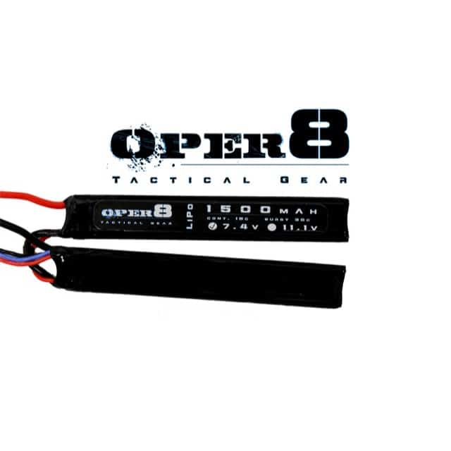 Oper8 7.4v Lipo Cranestock 1500MAH Battery - Socom Tactical Airsoft Fleet - - Oper8 Power Airsoft