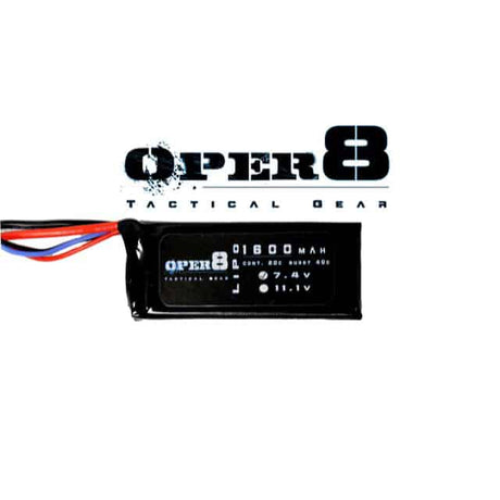 Oper8 7.4v Lipo Block Mini 1600MAH Battery - Socom Tactical Airsoft Fleet - - Oper8 Power Airsoft