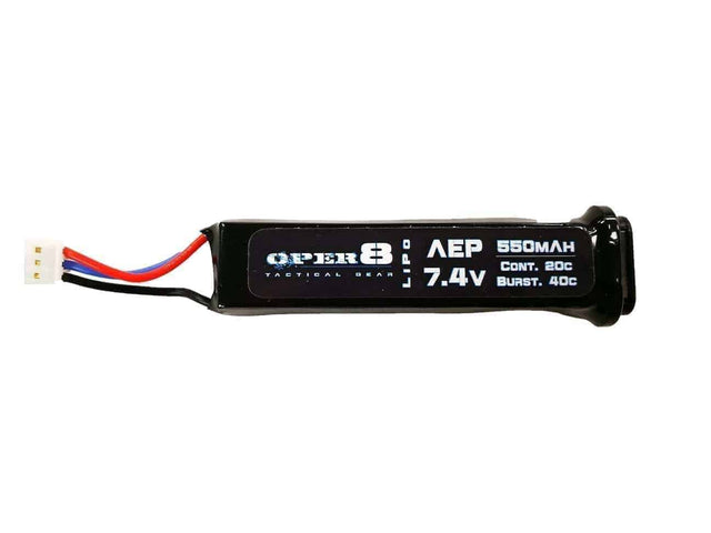 Oper8 AEP 7.4v 550MAH Lipo battery - Socom Tactical Airsoft Fleet - - Oper8 Power Airsoft