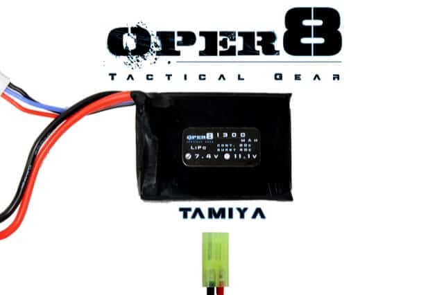 Oper8 7.4v LiPo 1300MAH Mini Battery-Oper8 Power-Mini Tamiya-Socom Tactical Airsoft