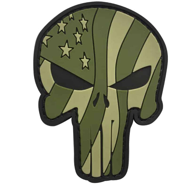 TPB Patriot Punisher Skull Patch (Olive) - Socom Tactical Airsoft - - The Patch Board Airsoft