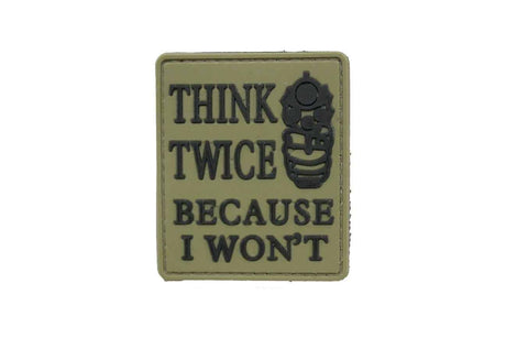 Think Twice Because I Won't (Tan) Morale Patch - Socom Tactical Airsoft - - Socom Tactical Airsoft Airsoft