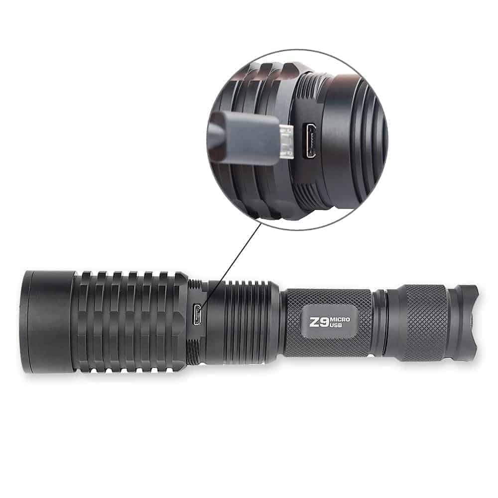 TrustFire Z9 Zoomable 3 mode Flashlight USB Rechargeable-Trustfire-Socom Tactical Airsoft