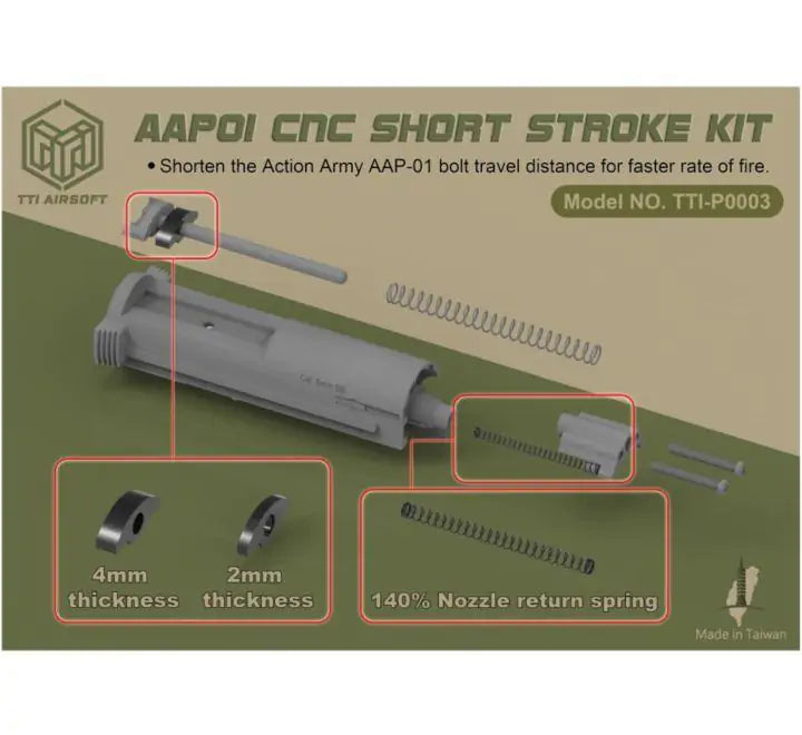 TTI AIRSOFT AAP01 CNC Short Stroke Kit (4mm/2mm/Nozzle return 140% spring) - Socom Tactical Airsoft - -  Airsoft