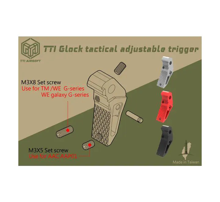 TTI Glock / AAP Tactical Adjustable Trigger (Various Colours) - Socom Tactical Airsoft - -  Airsoft