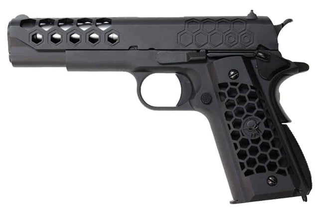 WE 1911 Hex Cut GBB Pistol - Black - Socom Tactical Airsoft - - WE Airsoft